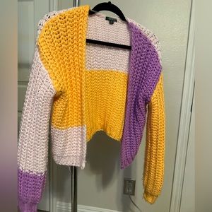 Colorful cable knit sweater